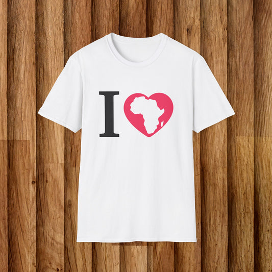 I Love Africa Unisex Softstyle T-Shirt - Casual Love for African Heritage