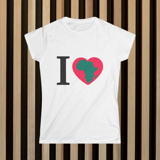 I Love Africa Women's Softstyle Tee – Cultural Pride Shirt for Everyday Wear