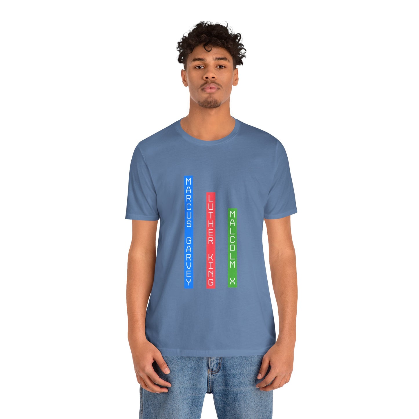 Inspirational Leaders Tee - Unisex Jersey Short Sleeve T-Shirt featuring Marcus Garvey, Martin Luther King, Malcolm X