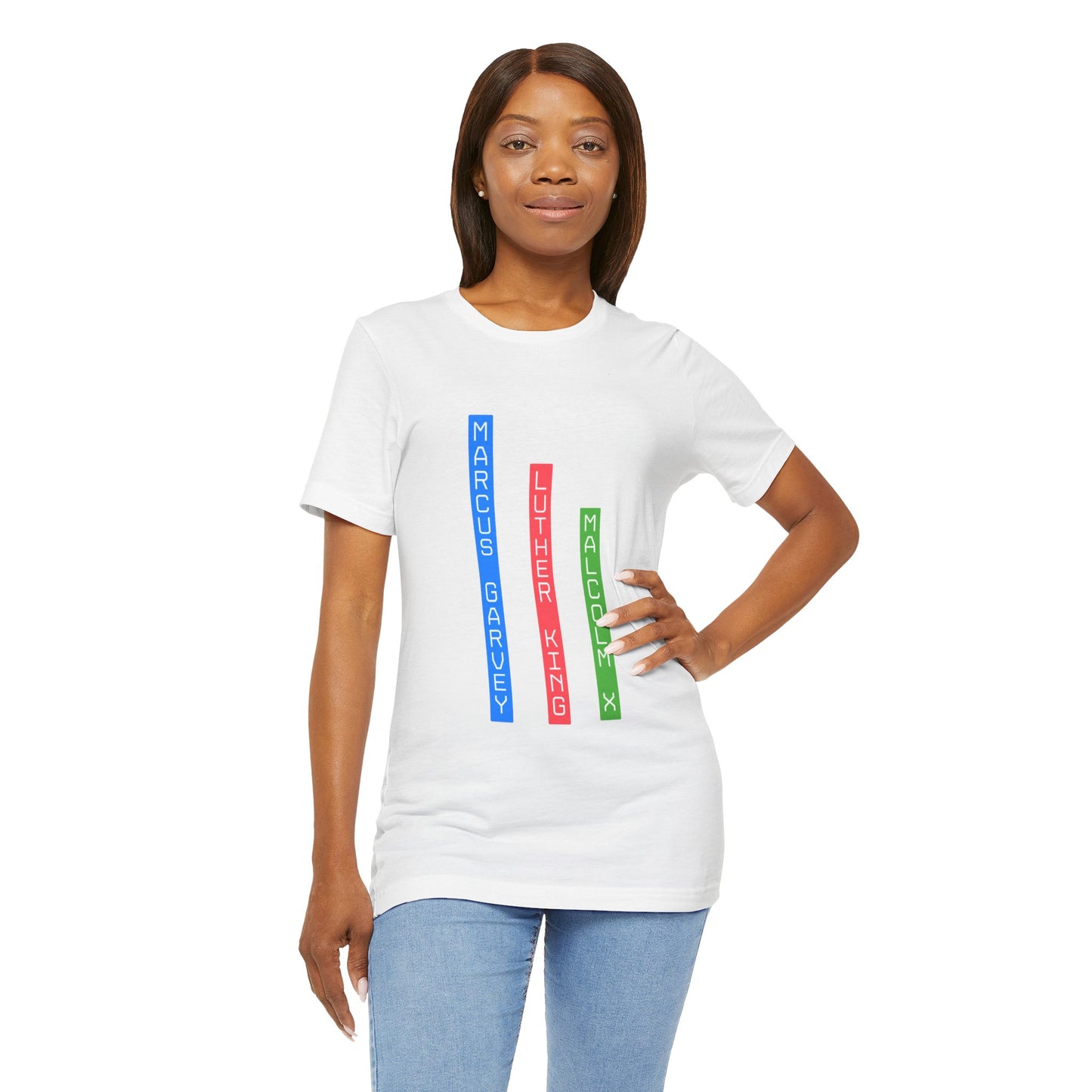 Inspirational Leaders Tee - Unisex Jersey Short Sleeve T-Shirt featuring Marcus Garvey, Martin Luther King, Malcolm X