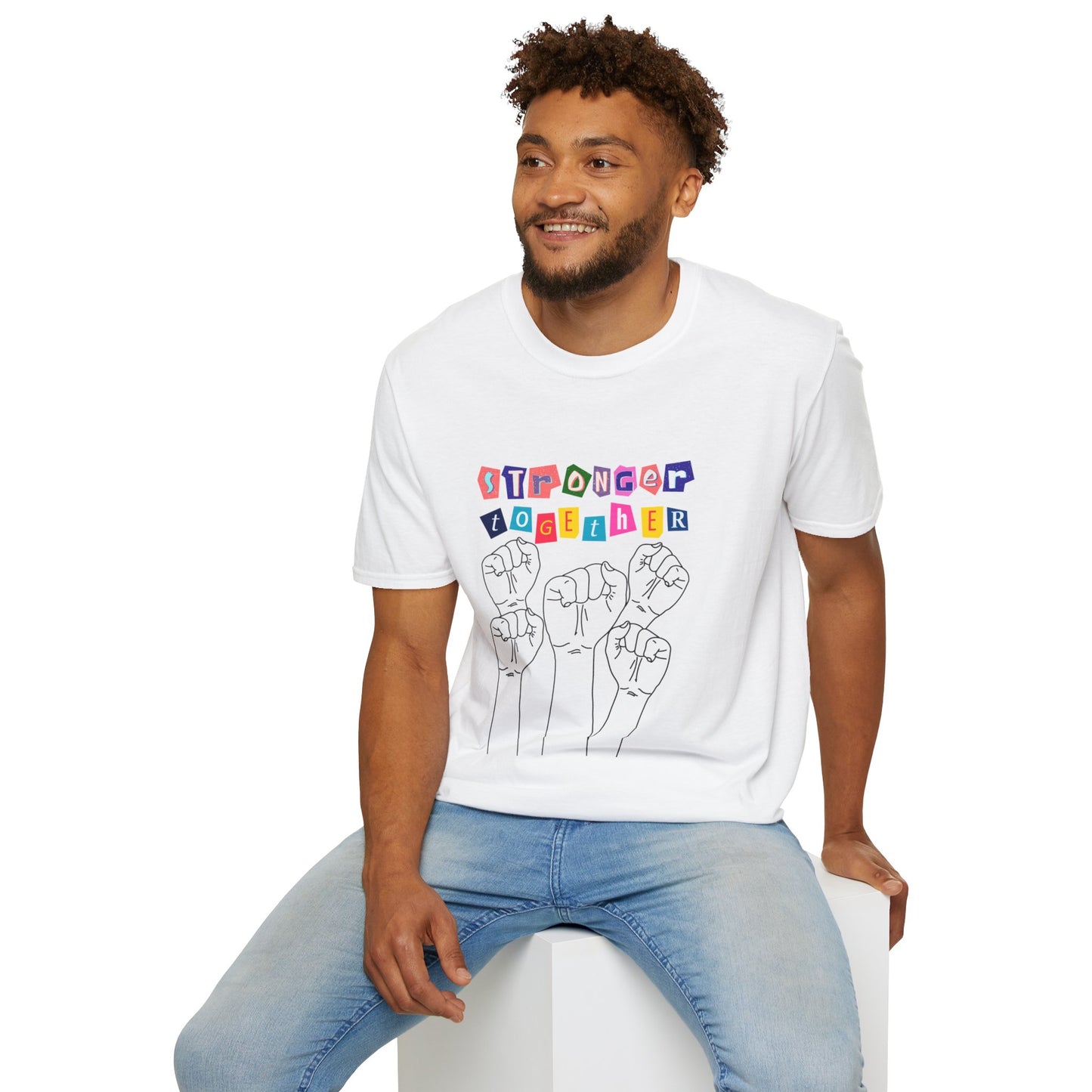 Stronger Together Unisex Softstyle T-Shirt - Empowerment Graphic Tee for Activism and Unity