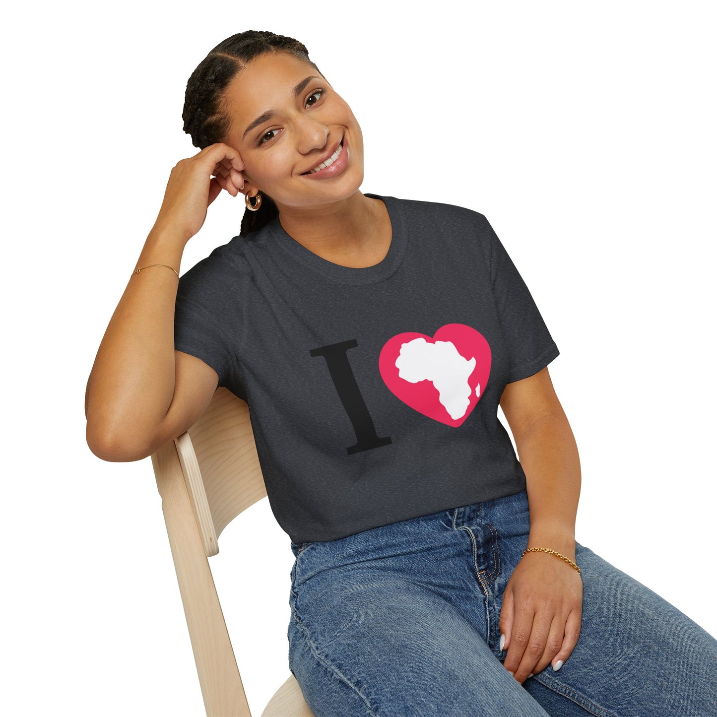 I Love Africa Unisex Softstyle T-Shirt - Casual Love for African Heritage