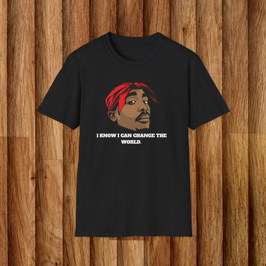 2pac Unisex Softstyle T-Shirt chnage the wolrd