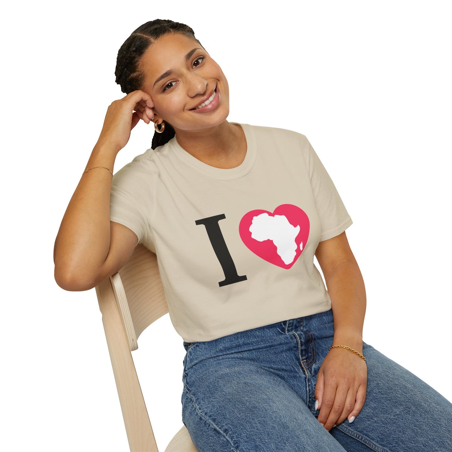 I Love Africa Unisex Softstyle T-Shirt - Casual Love for African Heritage